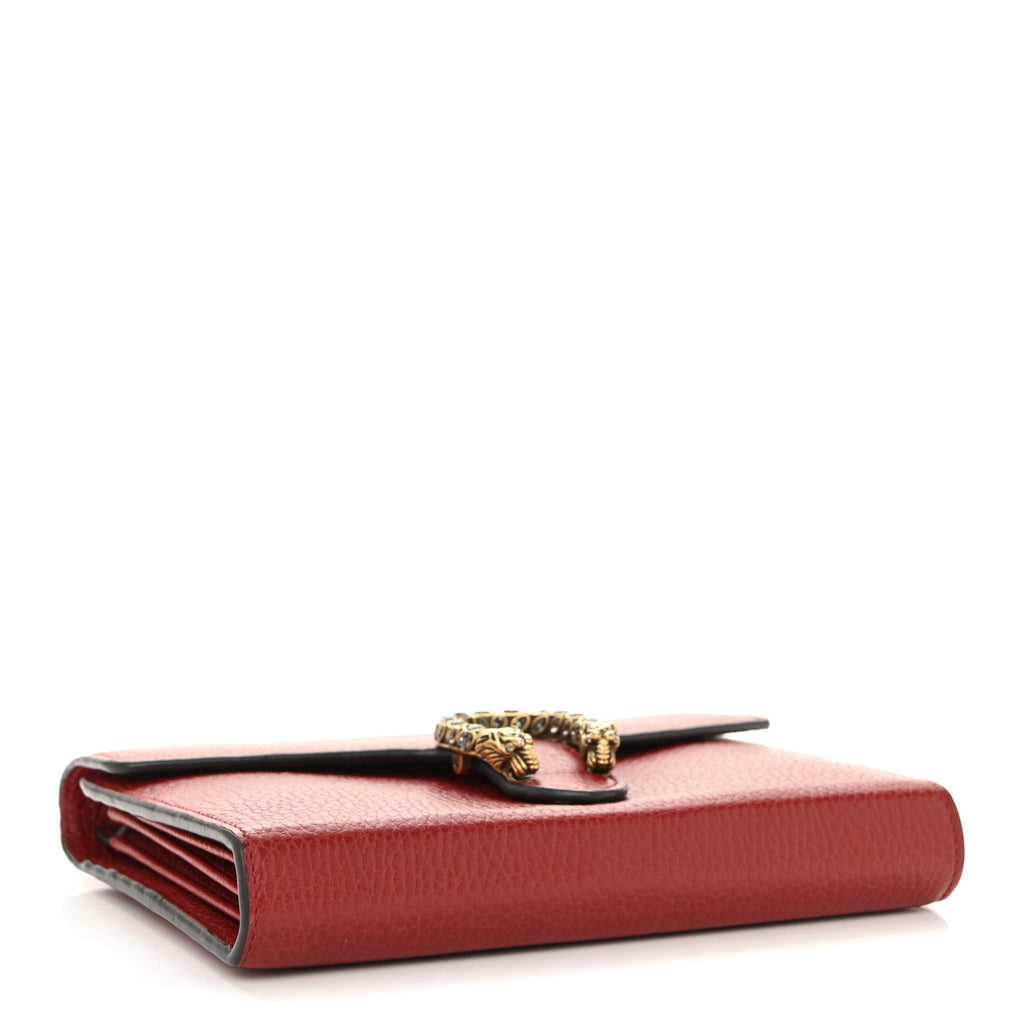 Gucci Calfskin Mini Dionysus Chain Wallet Hibiscus Red