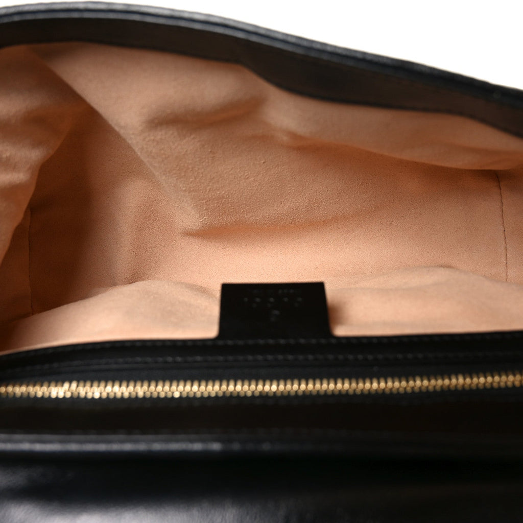 Gucci Monogram Matelasse Diagonal Small GG Marmont Shoulder Bag Beige Black