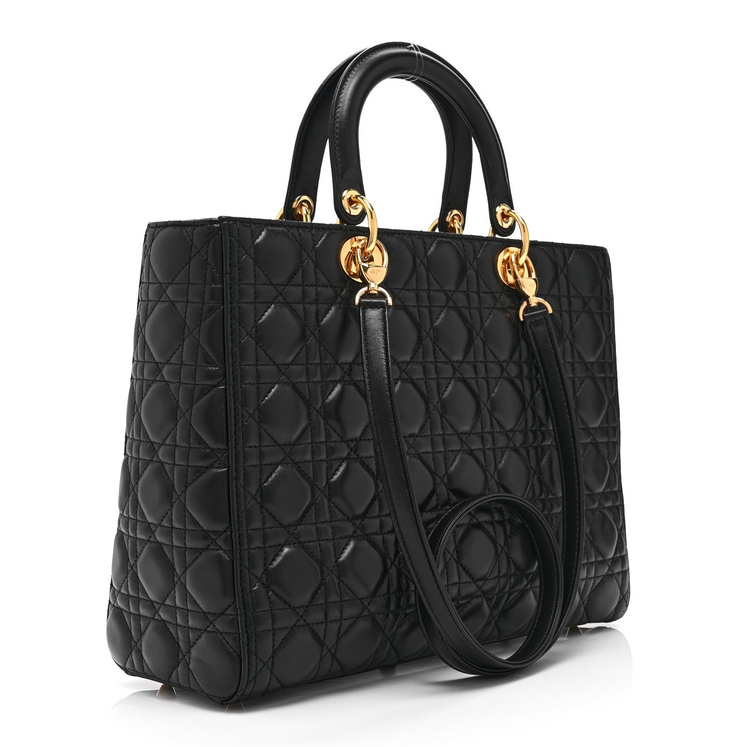 Christian Dior Lambskin Cannage Large Lady Dior Black