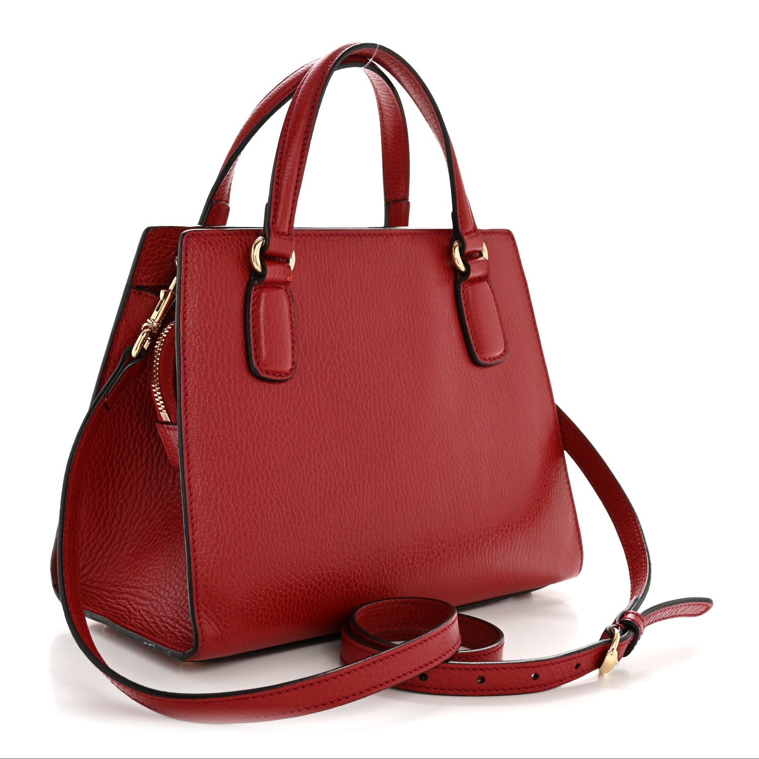 Gucci Dollar Calfskin Medium Soho Top Handle Satchel Hibiscus Red