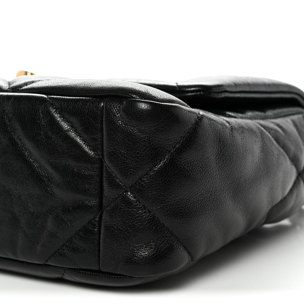 Chanel Shiny Goatskin Quilted Medium Chanel 19 Flap Black