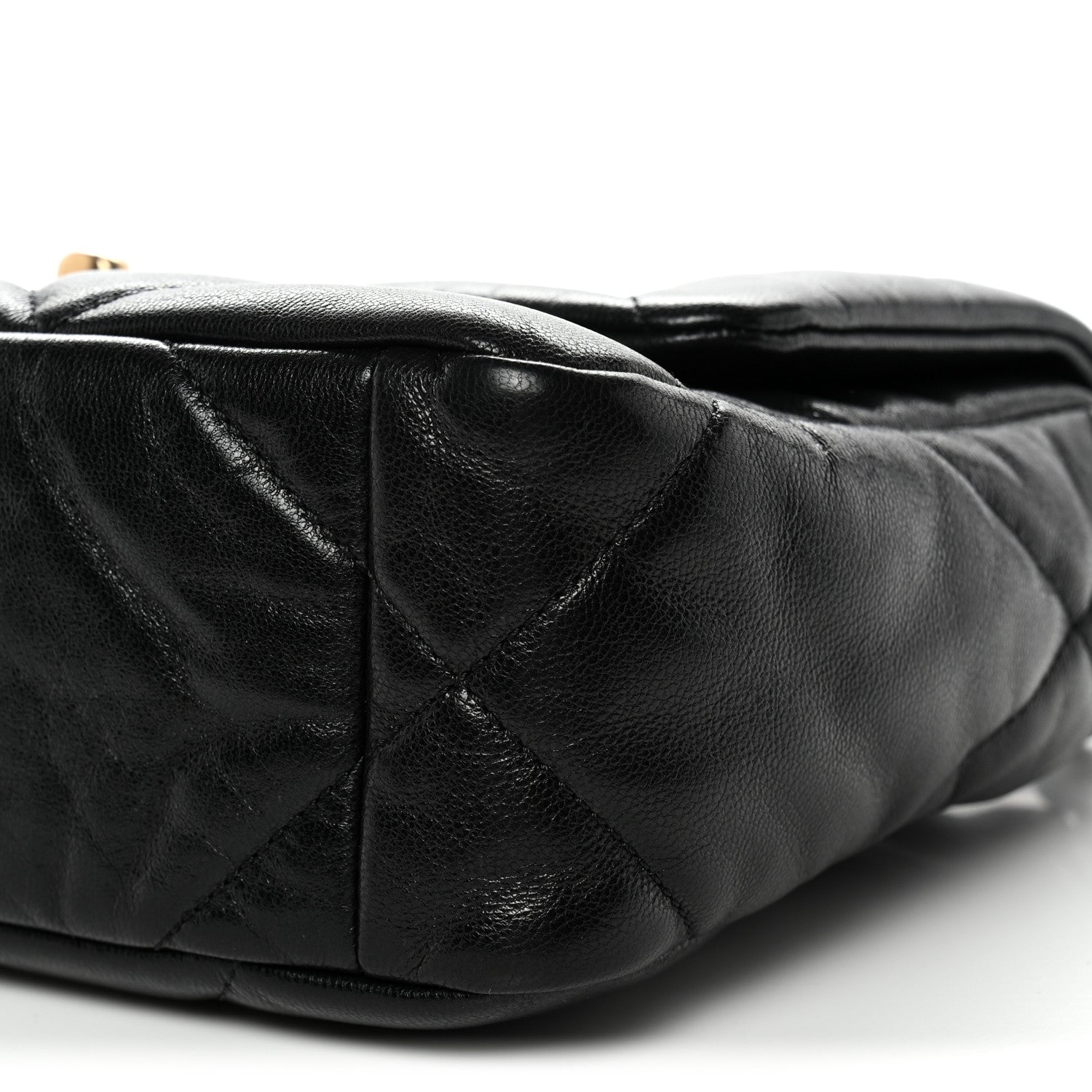 Chanel Shiny Goatskin Quilted Medium Chanel 19 Flap Black