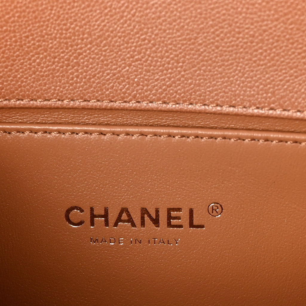 Chanel Caviar Chevron Quilted Medium Boy Flap Brown