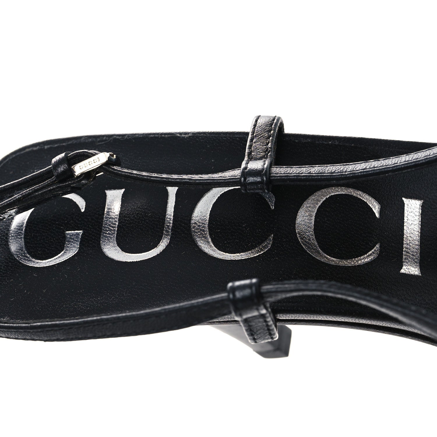Gucci Tela Retino Nappa Charlotte Crystal GG Monogram Square G 75mm Slingback Pumps 37 Black