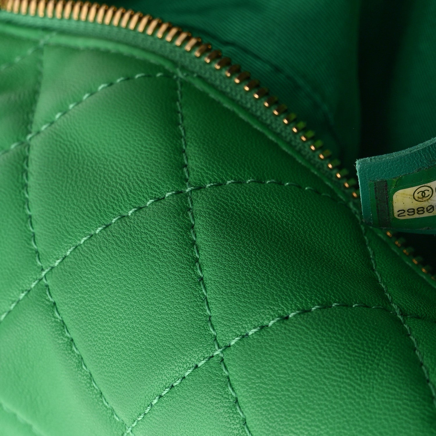 Chanel Lambskin Quilted Large Perfect Meeting Hobo Green