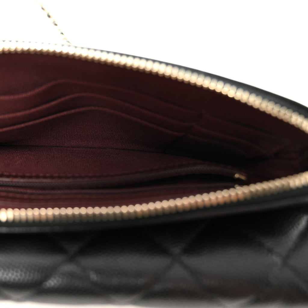 Chanel Caviar Quilted Flap Phone Holder With Chain Black
