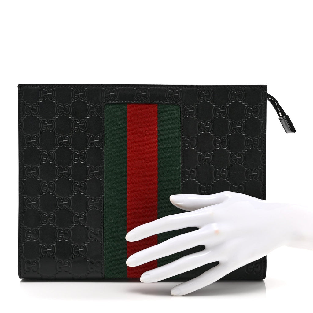 Gucci Guccissima Signature Web New Web Cosmetic Case Black