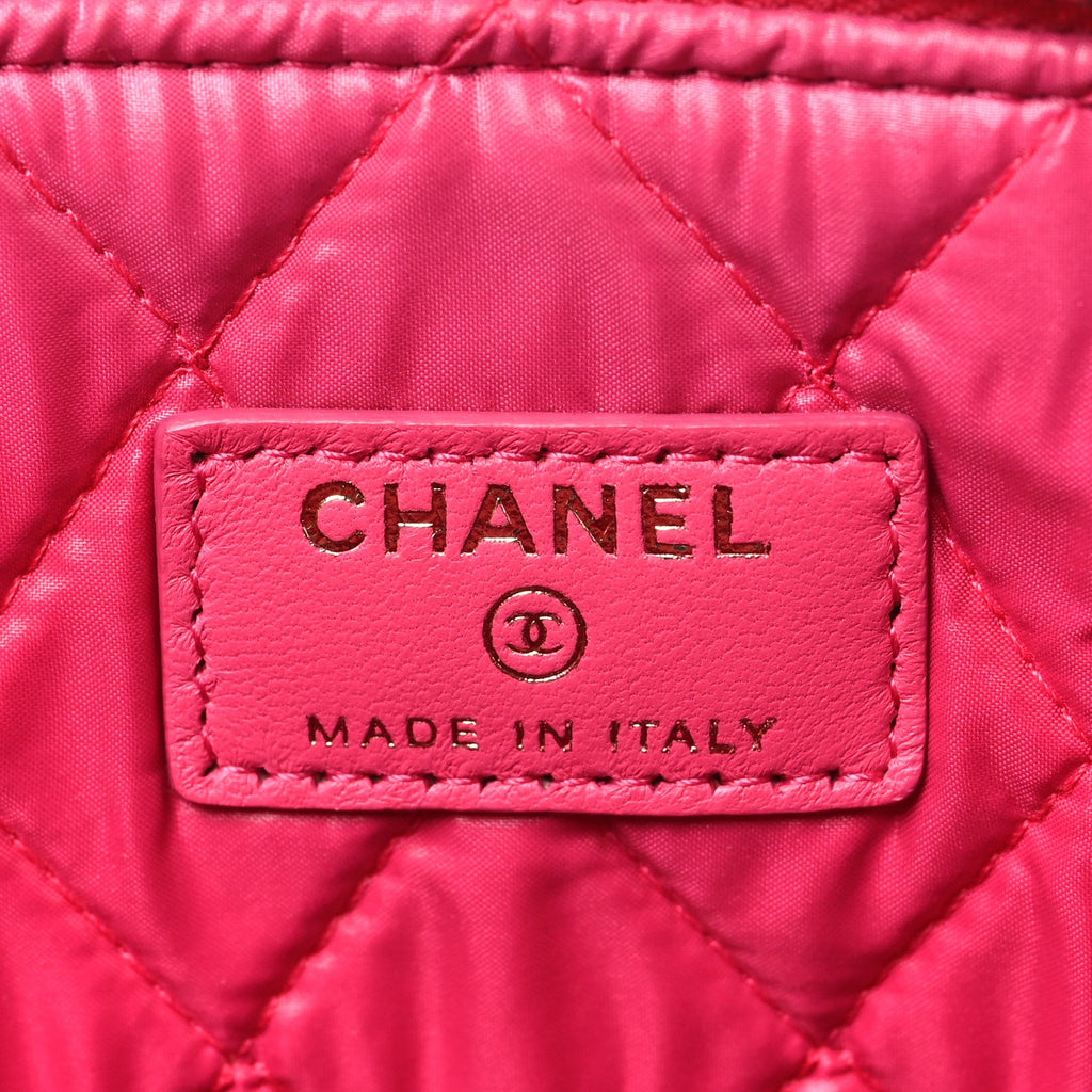 Lambskin Quilted Medium Cosmetic Case Dark Pink