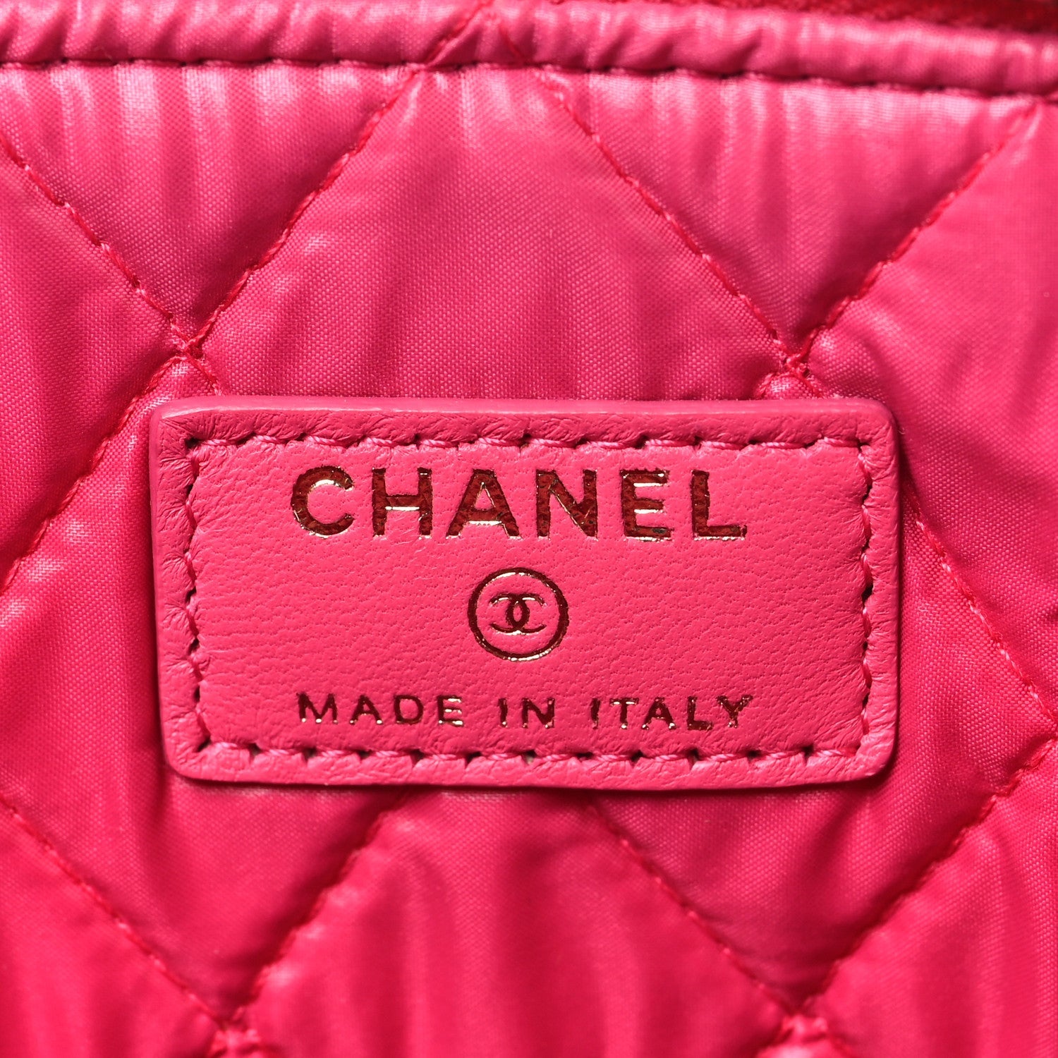 Lambskin Quilted Medium Cosmetic Case Dark Pink