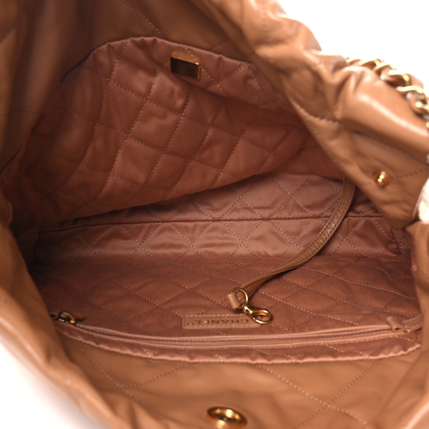 Chanel Shiny Calfskin Quilted Small Chanel 22 Beige