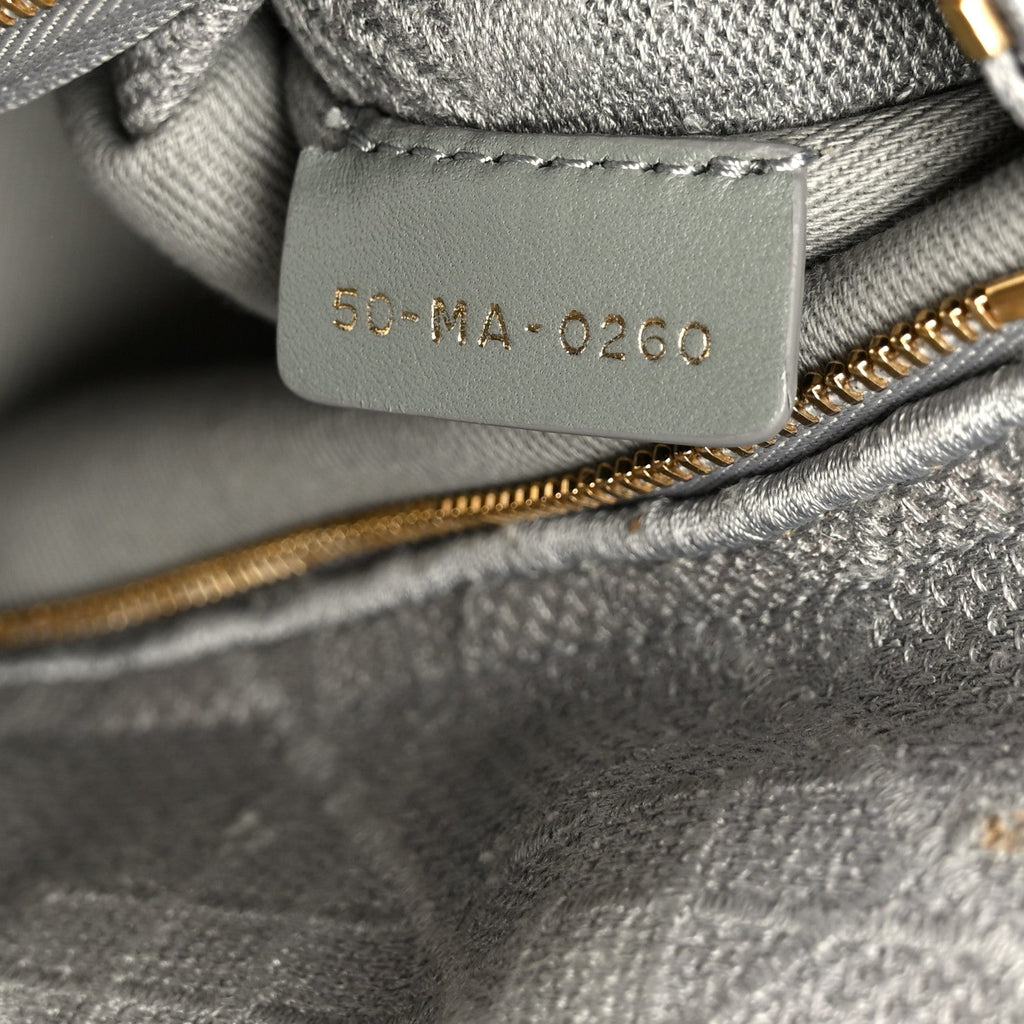 Christian Dior Canvas Embroidered Cannage Medium Lady D-Lite Gray