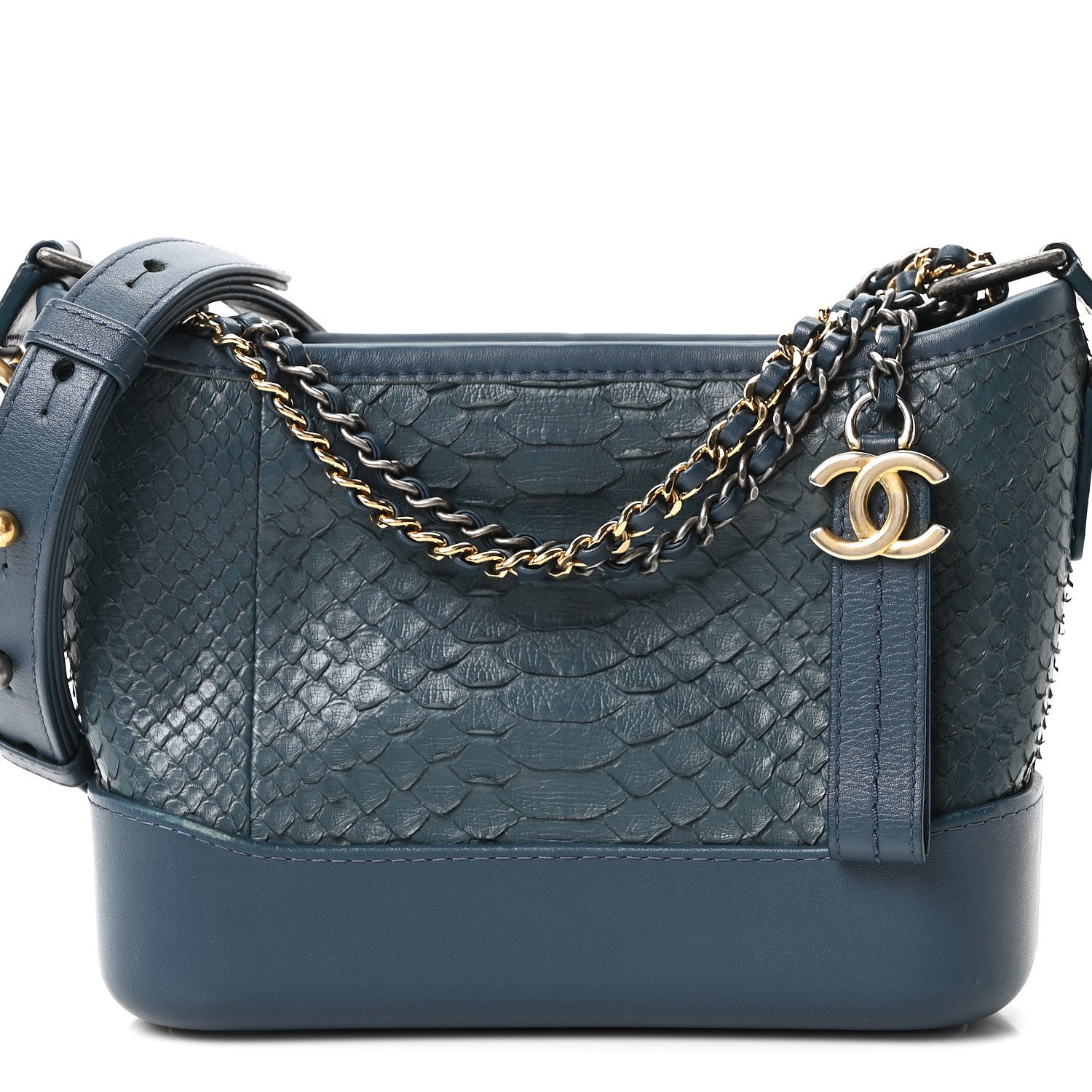 Chanel Snakeskin Small Gabrielle Hobo Blue