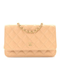 Chanel Caviar Quilted Wallet on Chain WOC Beige