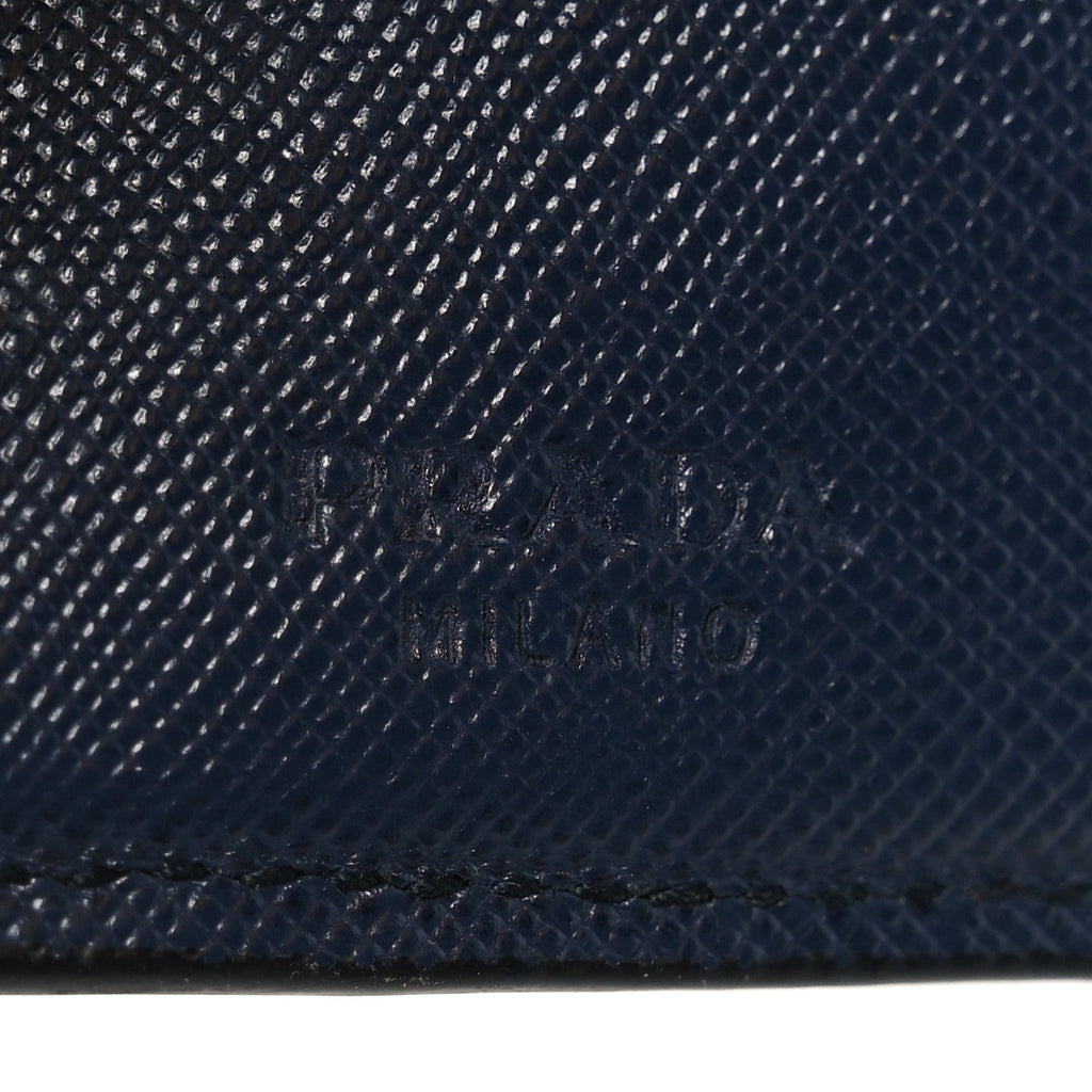 Prada Saffiano Bi-Fold Wallet Baltico Fuoco
