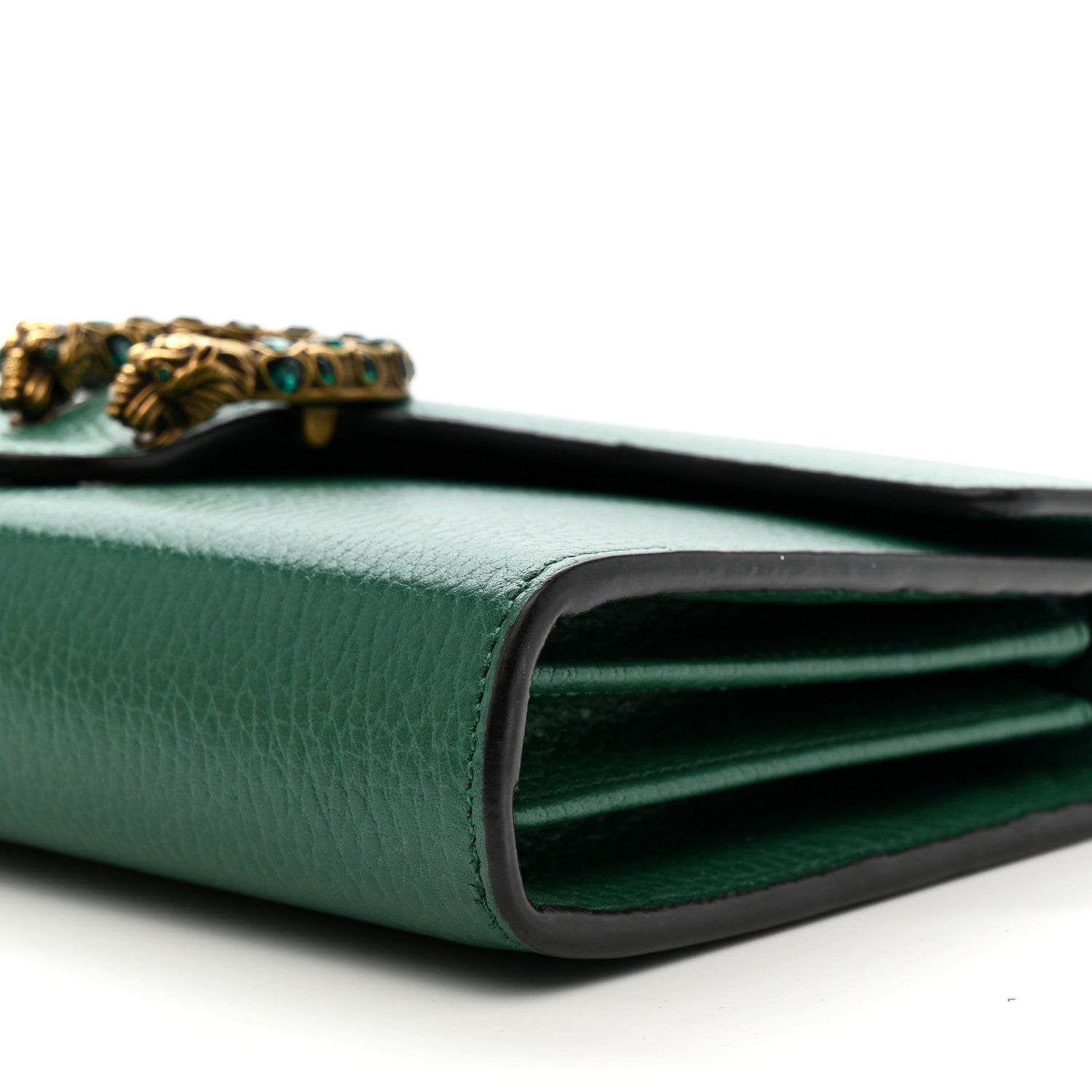 Gucci Calfskin Mini Dionysus Chain Wallet Emerald