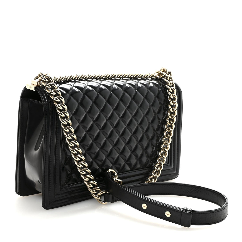 Chanel Iridescent Glazed Calfskin Quilted New Medium Boy Flap Black