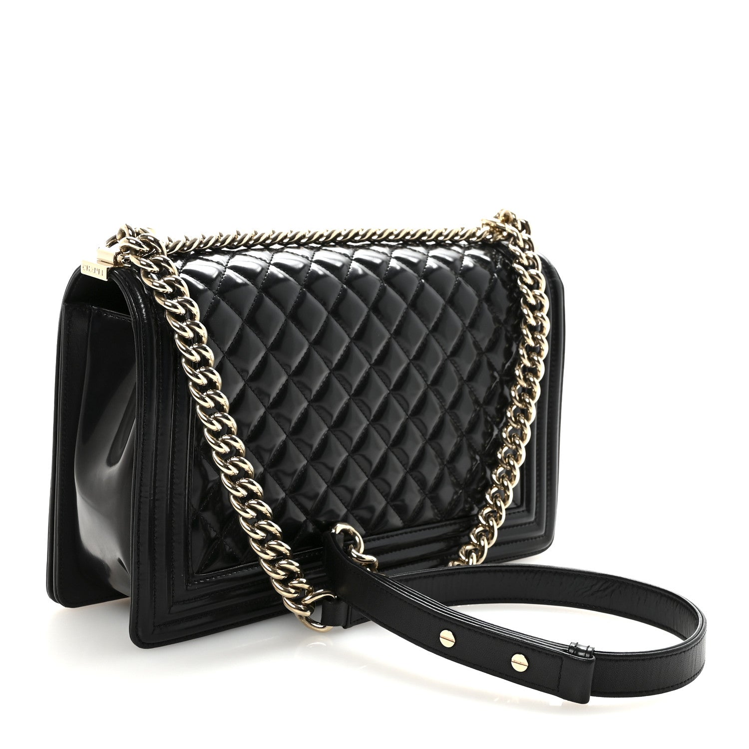 Chanel Iridescent Glazed Calfskin Quilted New Medium Boy Flap Black