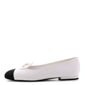 Calfskin Grosgrain Cap Toe CC Moccasin Loafers 39 White Black