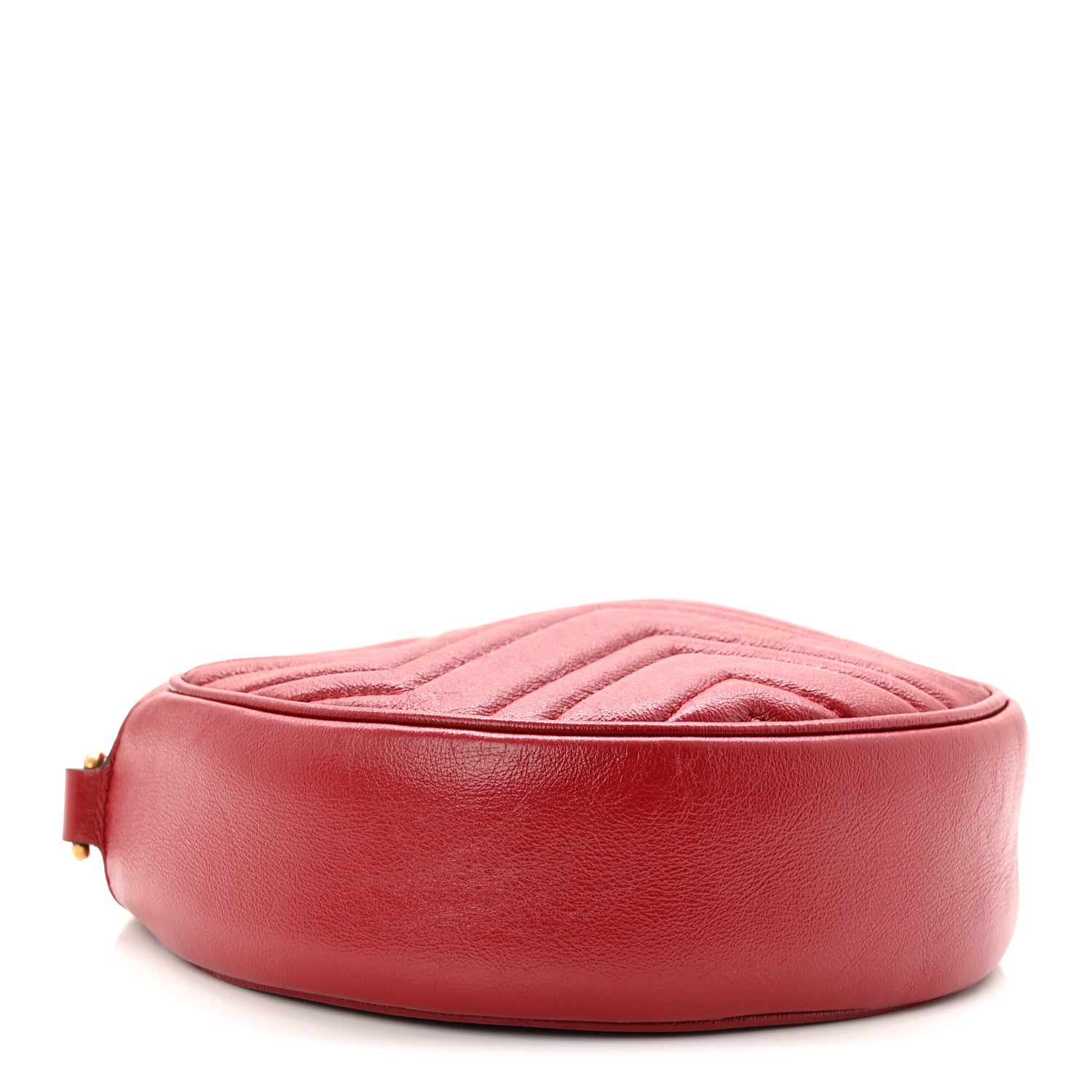 Gucci Glazed Calfskin Matelasse Heart Mini GG Marmont Round Shoulder Bag Romantic Cerise