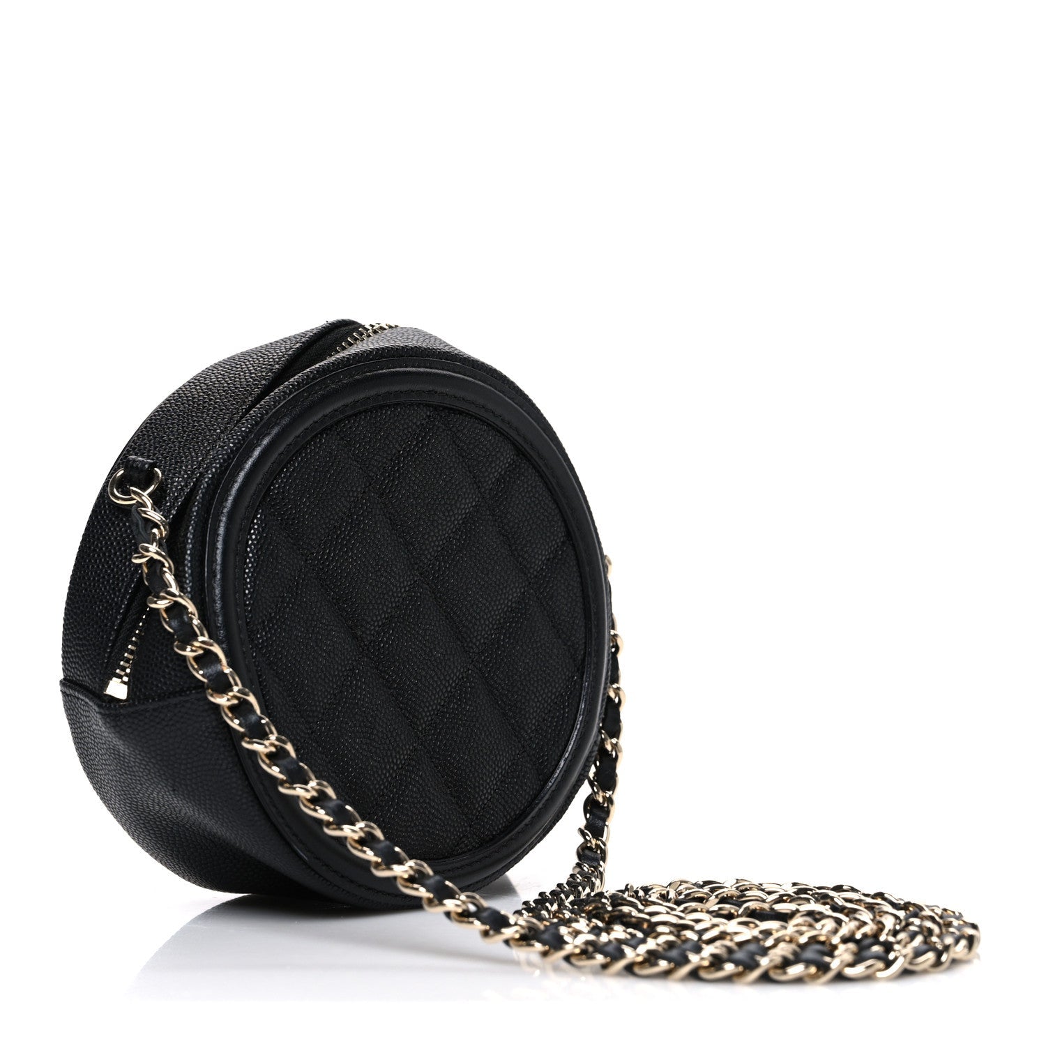 Chanel Caviar Quilted Round Filigree Crossbody Black