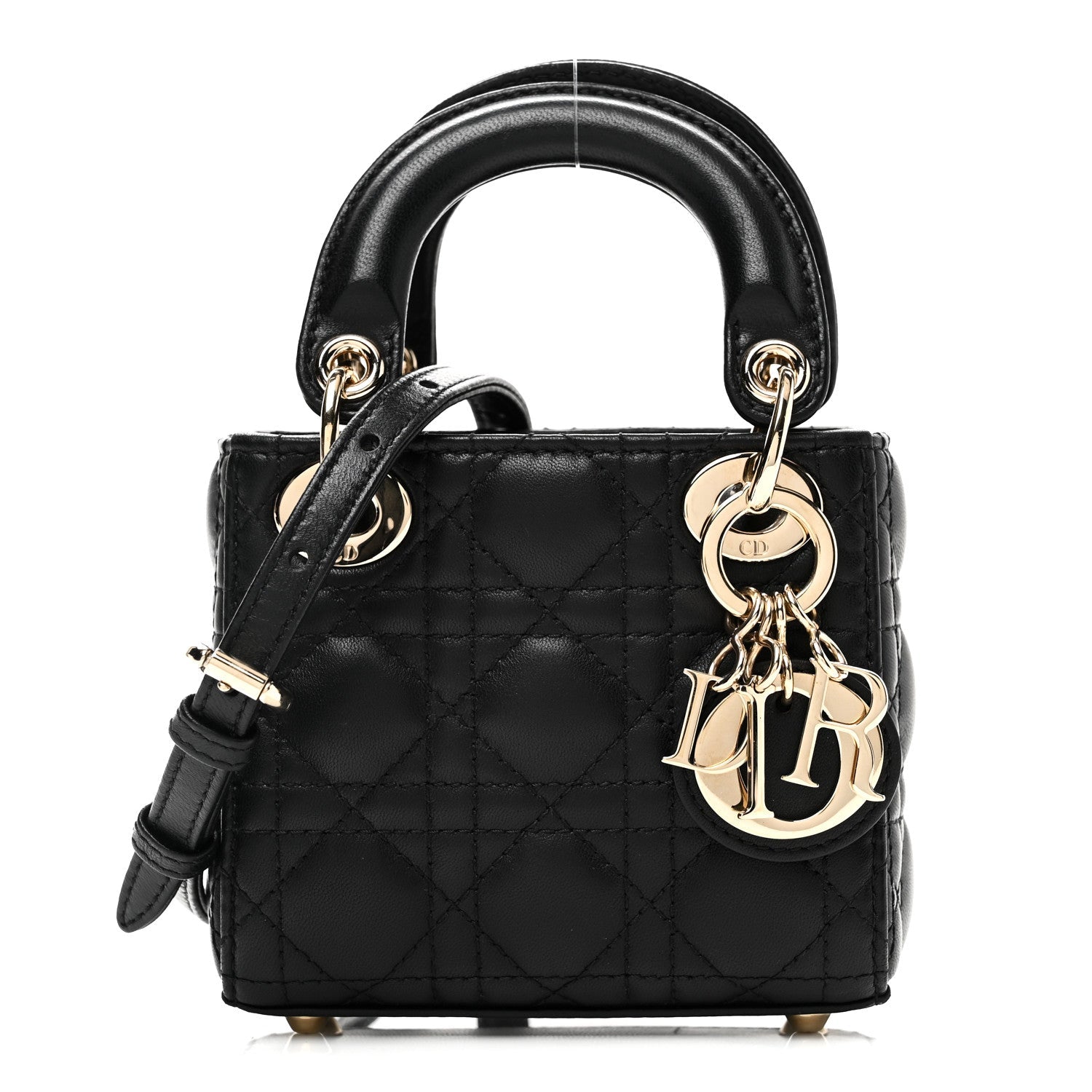 Christian Dior Lambskin Cannage Micro Lady Dior Black