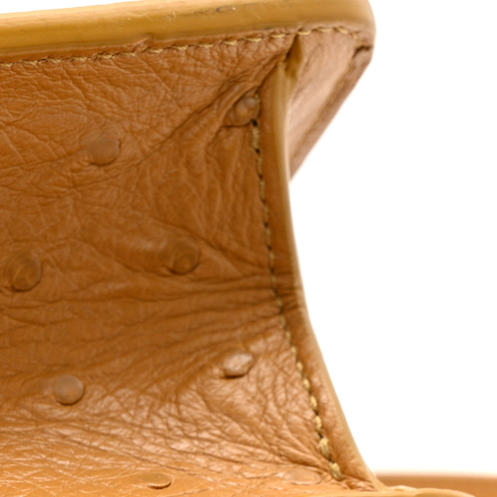 Christian Dior Ostrich 30 Montaigne Flap Bag Brown