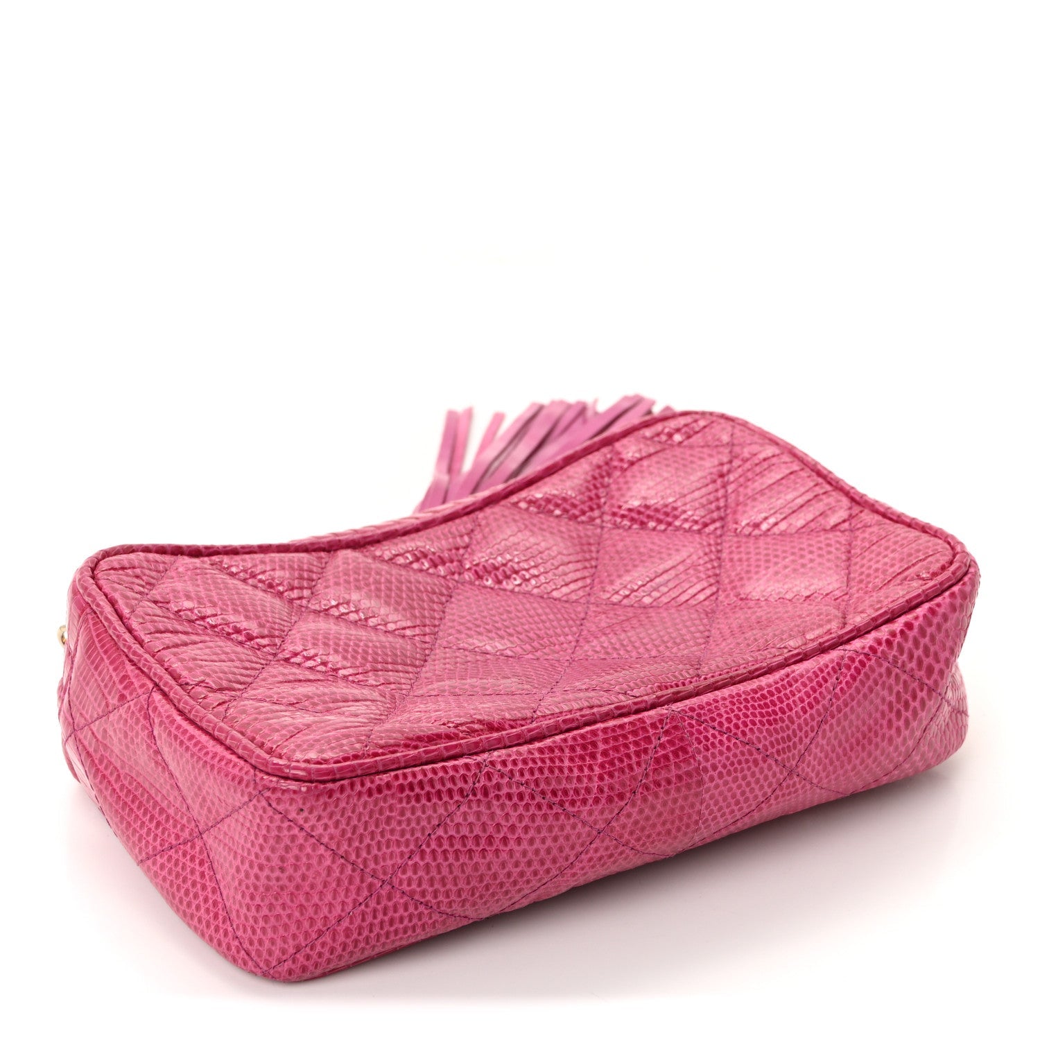 Lizard Quilted Tassel Clutch Pink