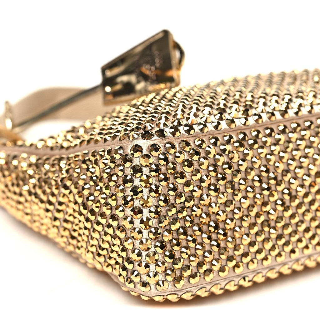 Prada Satin Crystal Mini Re-Edition 2000 Bag Platino