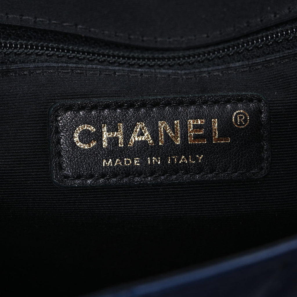 Chanel Lambskin Quilted Medium Elegant CC Flap Navy Black