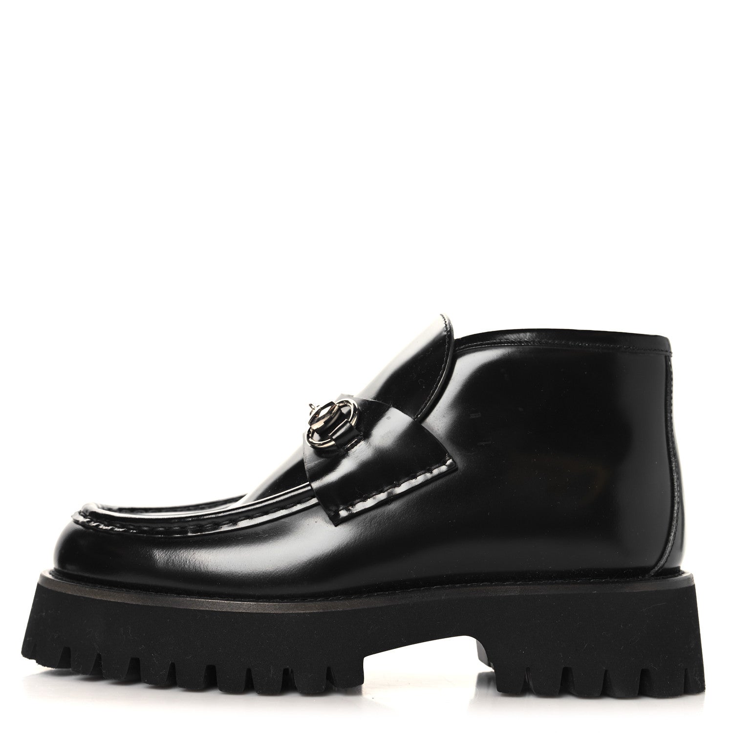 Gucci Cordovan Lux Womens Horsebit Platform Ankle Boots 36 Black
