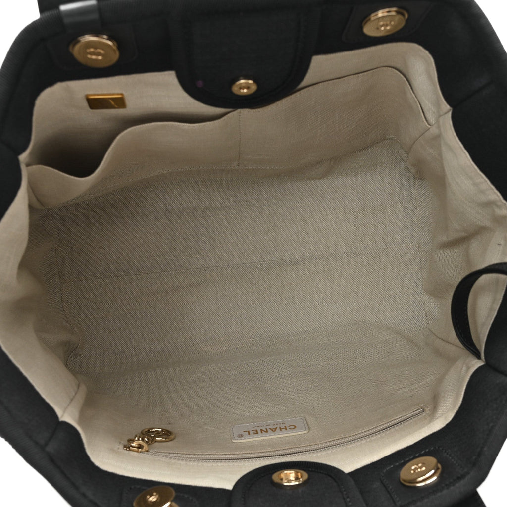 Chanel Mixed Fibers Small Deauville Tote Black