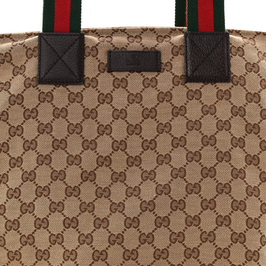 Gucci GG Monogram Large Web Handle Bucket Tote Dark Brown