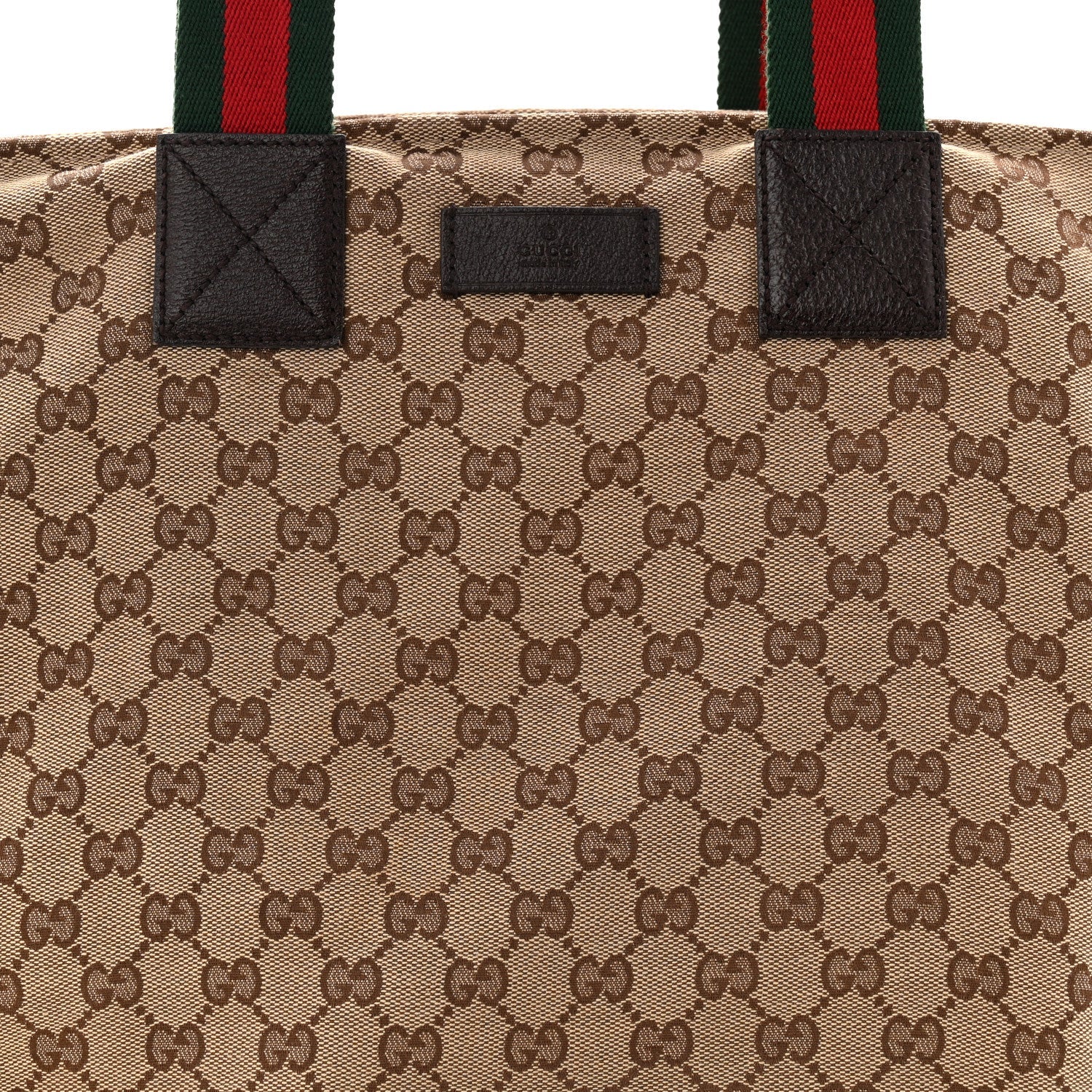 Gucci GG Monogram Large Web Handle Bucket Tote Dark Brown