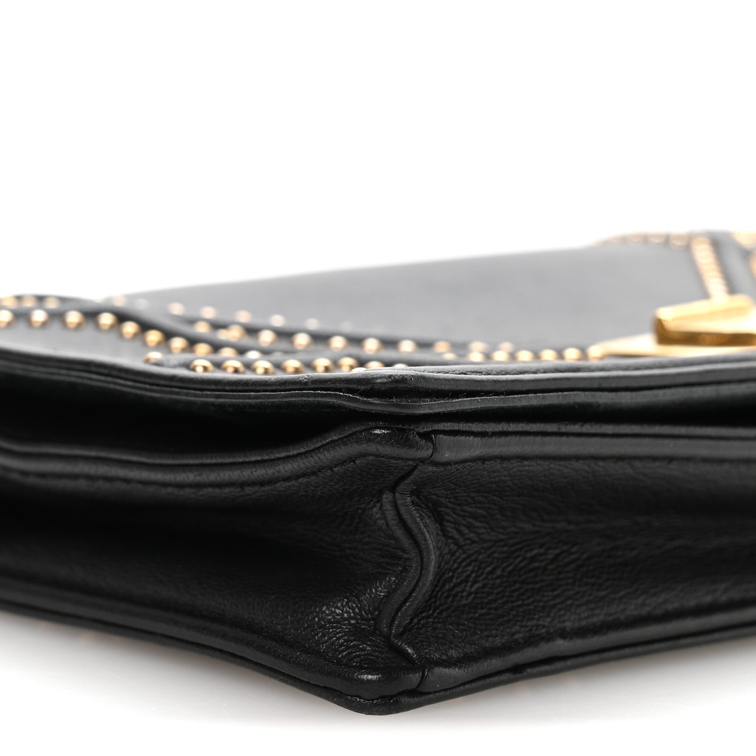 Christian Dior Calfskin Studded Diorama Wallet on Chain Pouch Black
