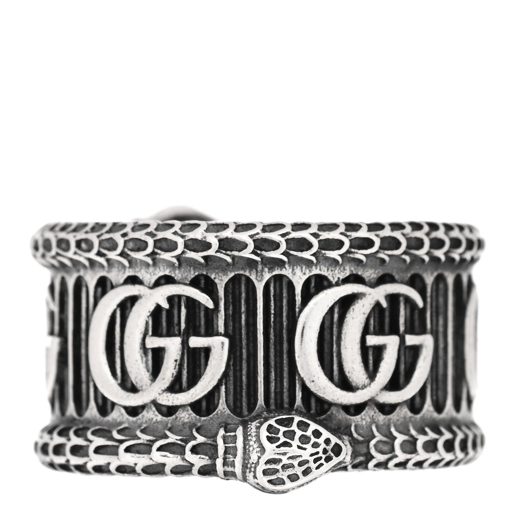 Gucci Sterling Silver GG Marmont Snake Band Ring 64 10.75