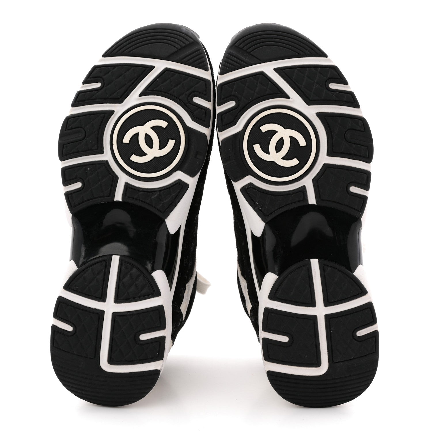 Nylon Suede Calfskin Printed CC Sneakers 36 White Black