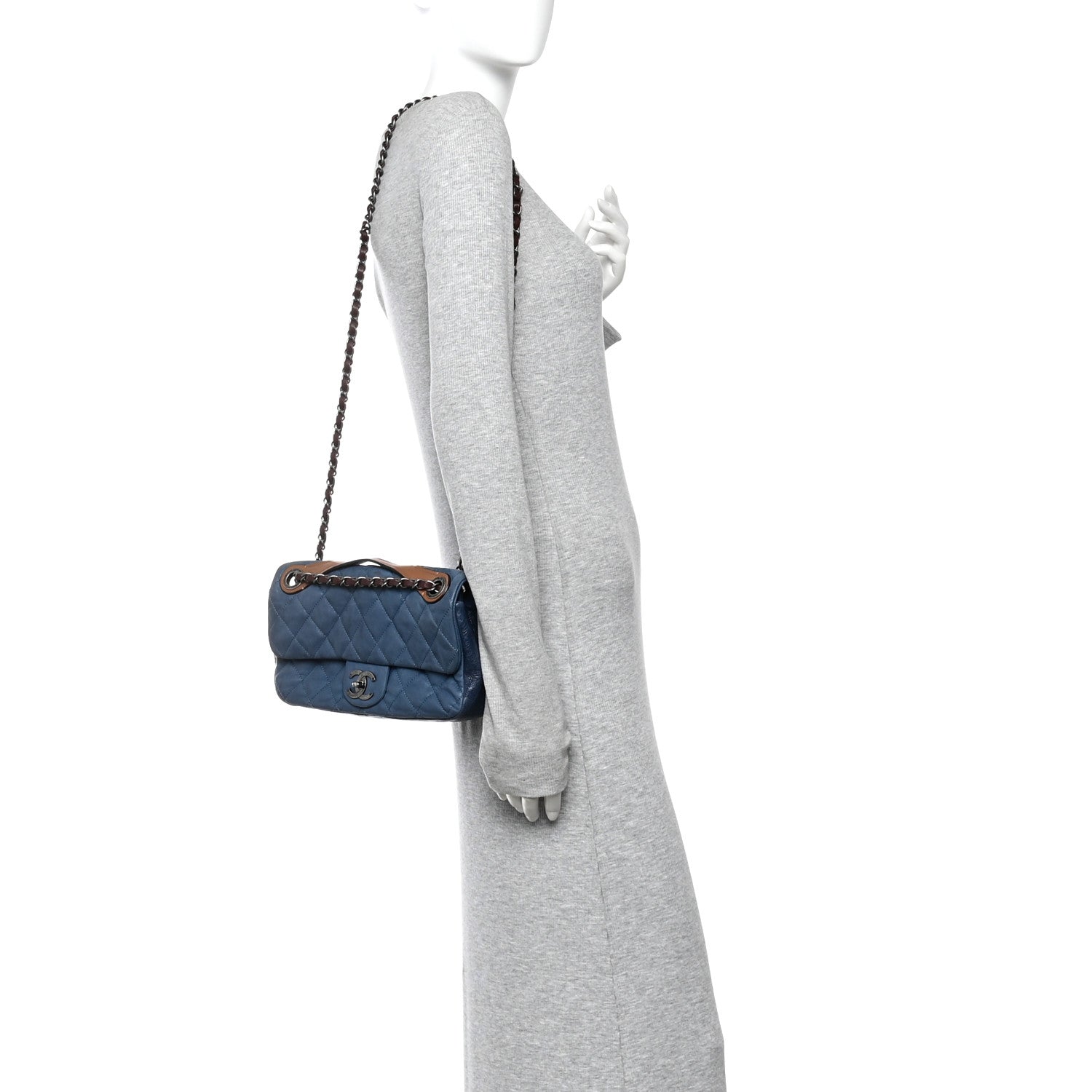 Chanel Iridescent Calfskin Medium In The Mix Flap Blue