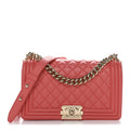 Chanel Calfskin Quilted Medium Boy Flap Coral