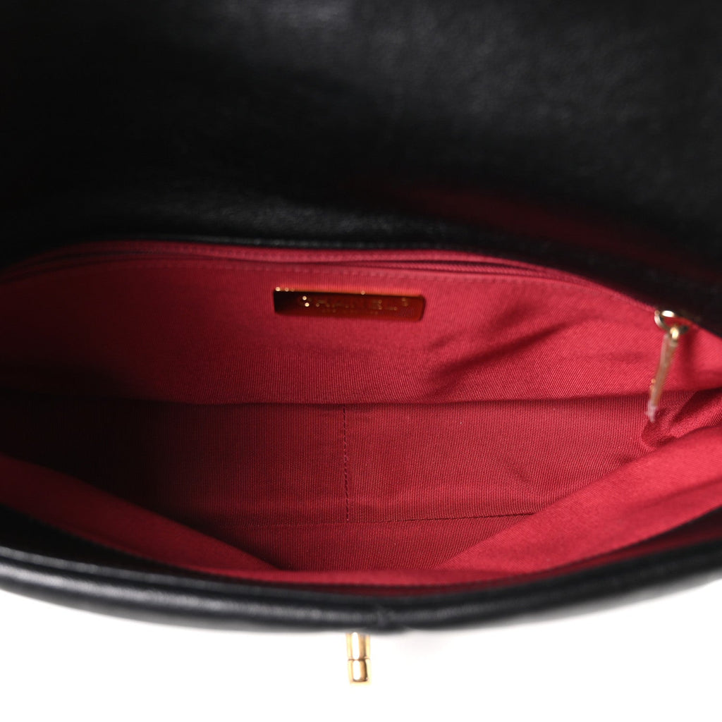 Chanel Goatskin Quilted Large Chanel 19 Flap Black
