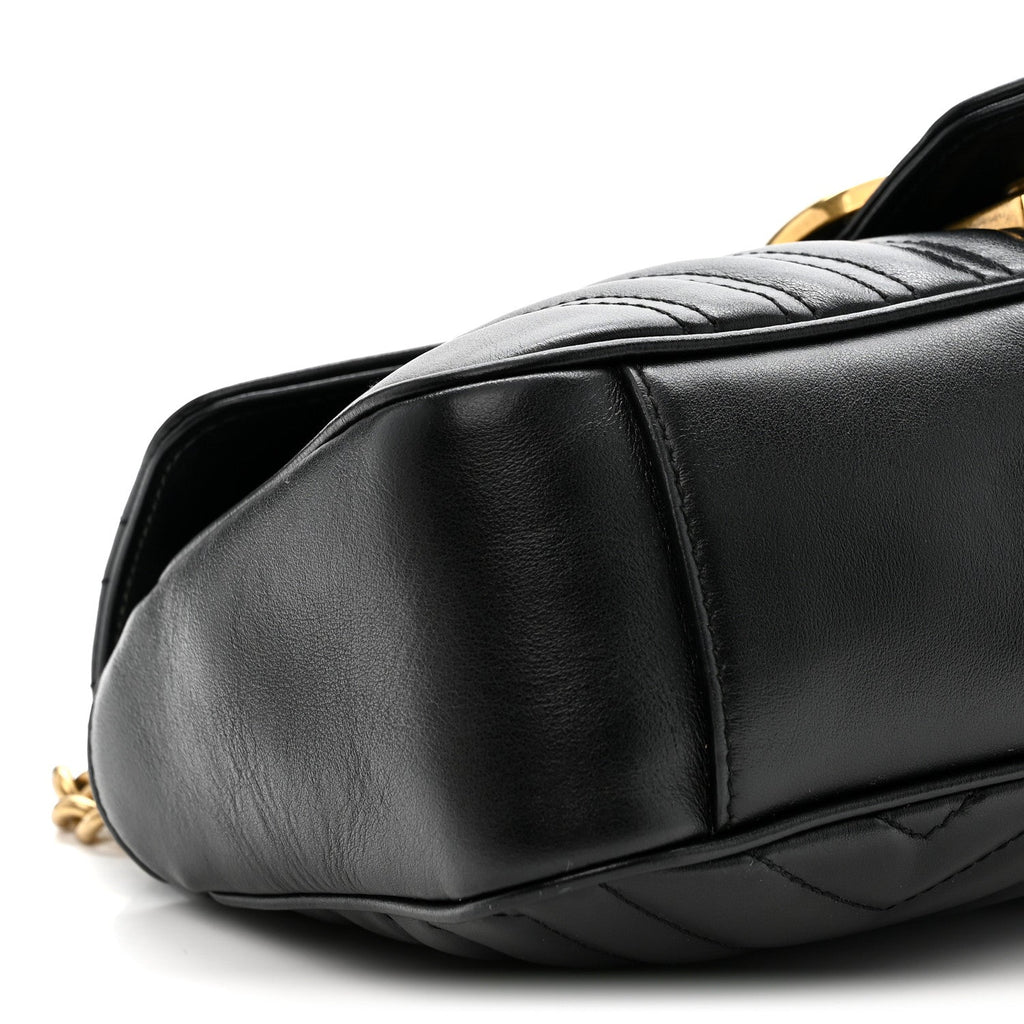 Gucci Calfskin Matelasse Small GG Marmont Shoulder Bag Black