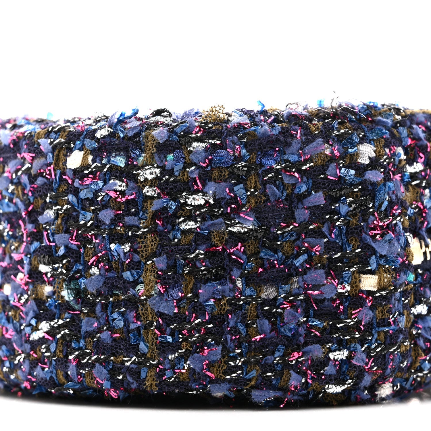 Chanel Tweed Quilted Round Clutch With Chain Multicolor