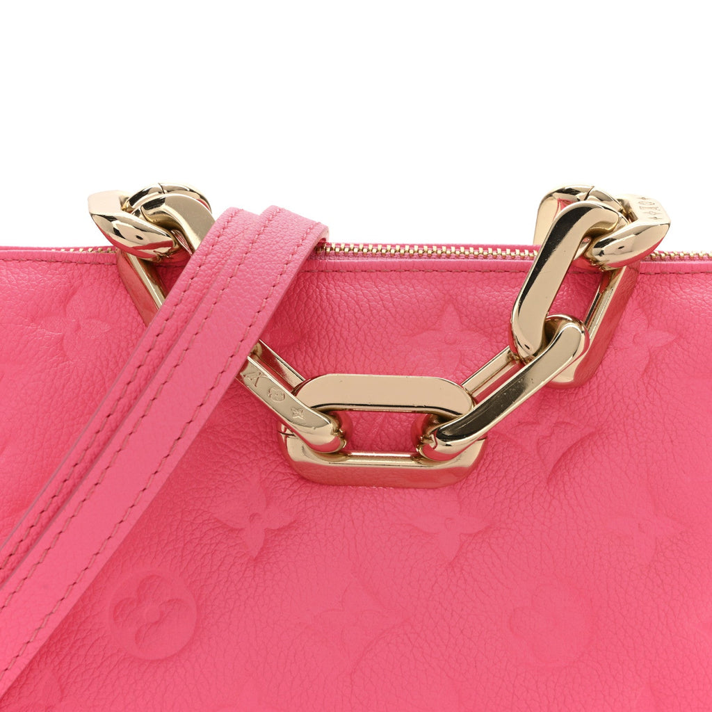 Louis Vuitton Calfskin Embossed Monogram Coussin BB Rose Fluo