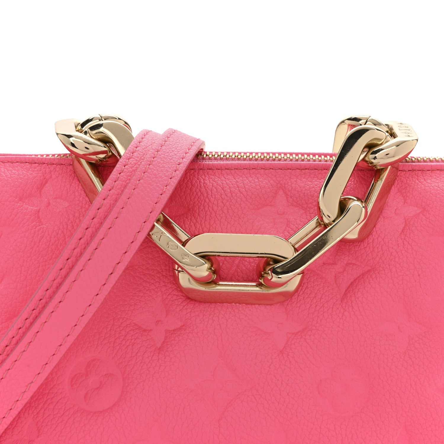 Louis Vuitton Calfskin Embossed Monogram Coussin BB Rose Fluo