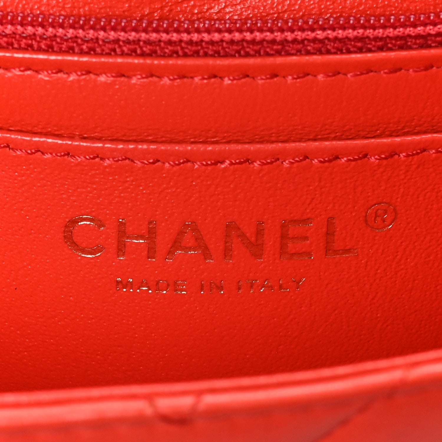 Chanel Lambskin Chevron Quilted Mini Rectangular Flap Red