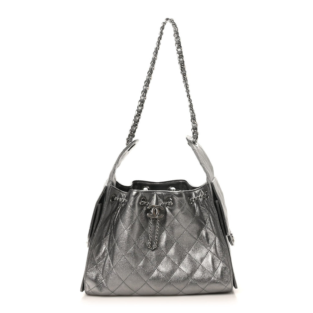Chanel Metallic Caviar Quilted Small Chanel 25 Handbag Anthracite