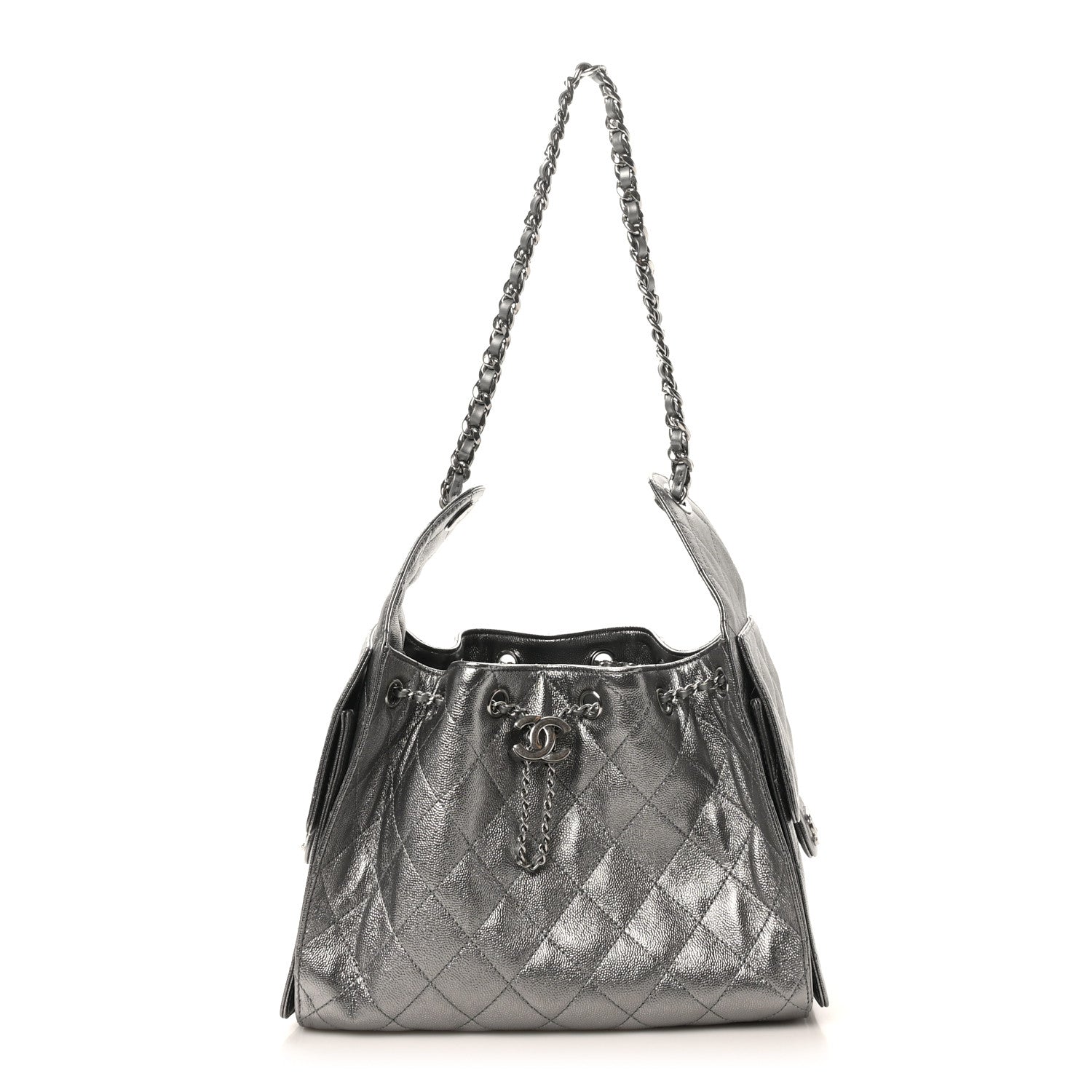 Chanel Metallic Caviar Quilted Small Chanel 25 Handbag Anthracite