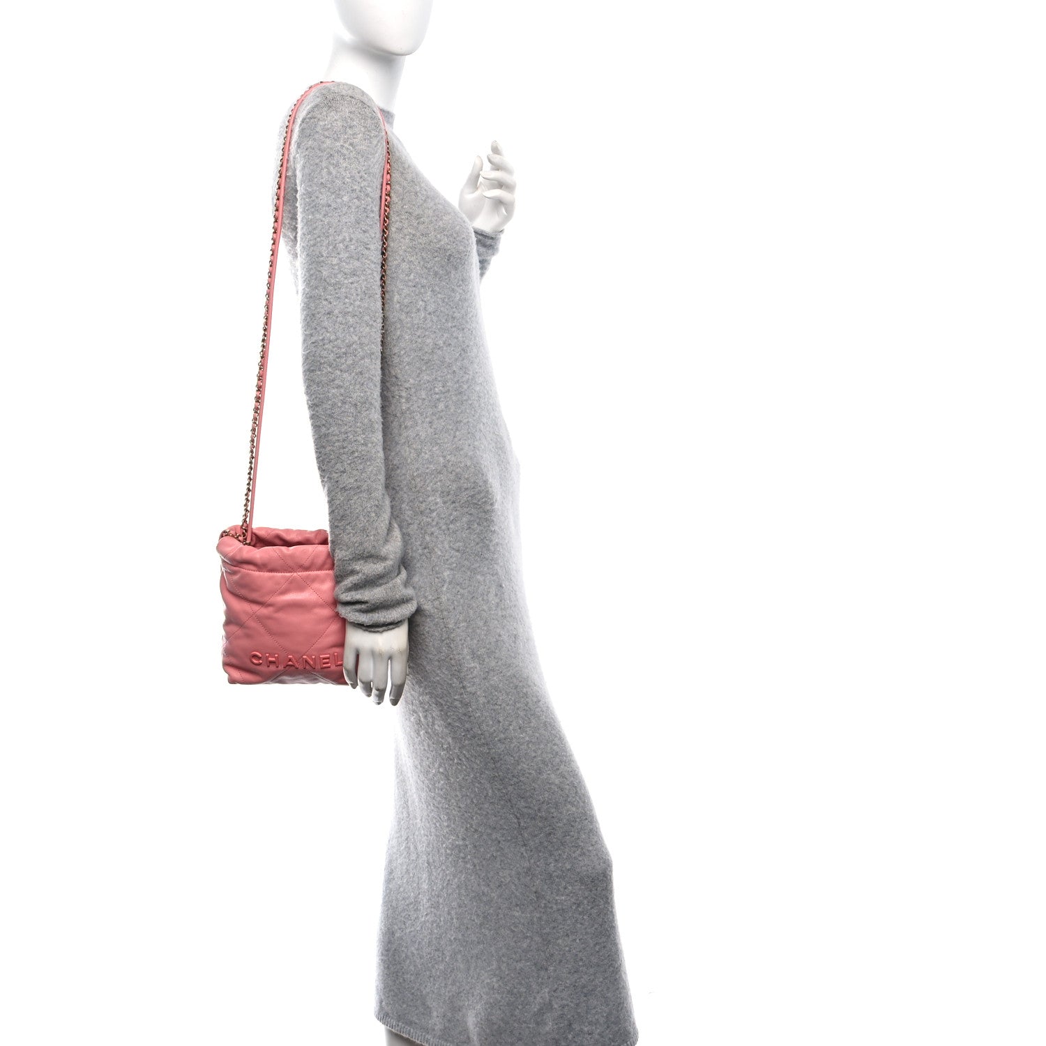 Chanel Shiny Caviar Quilted Mini Chanel 22 Coral