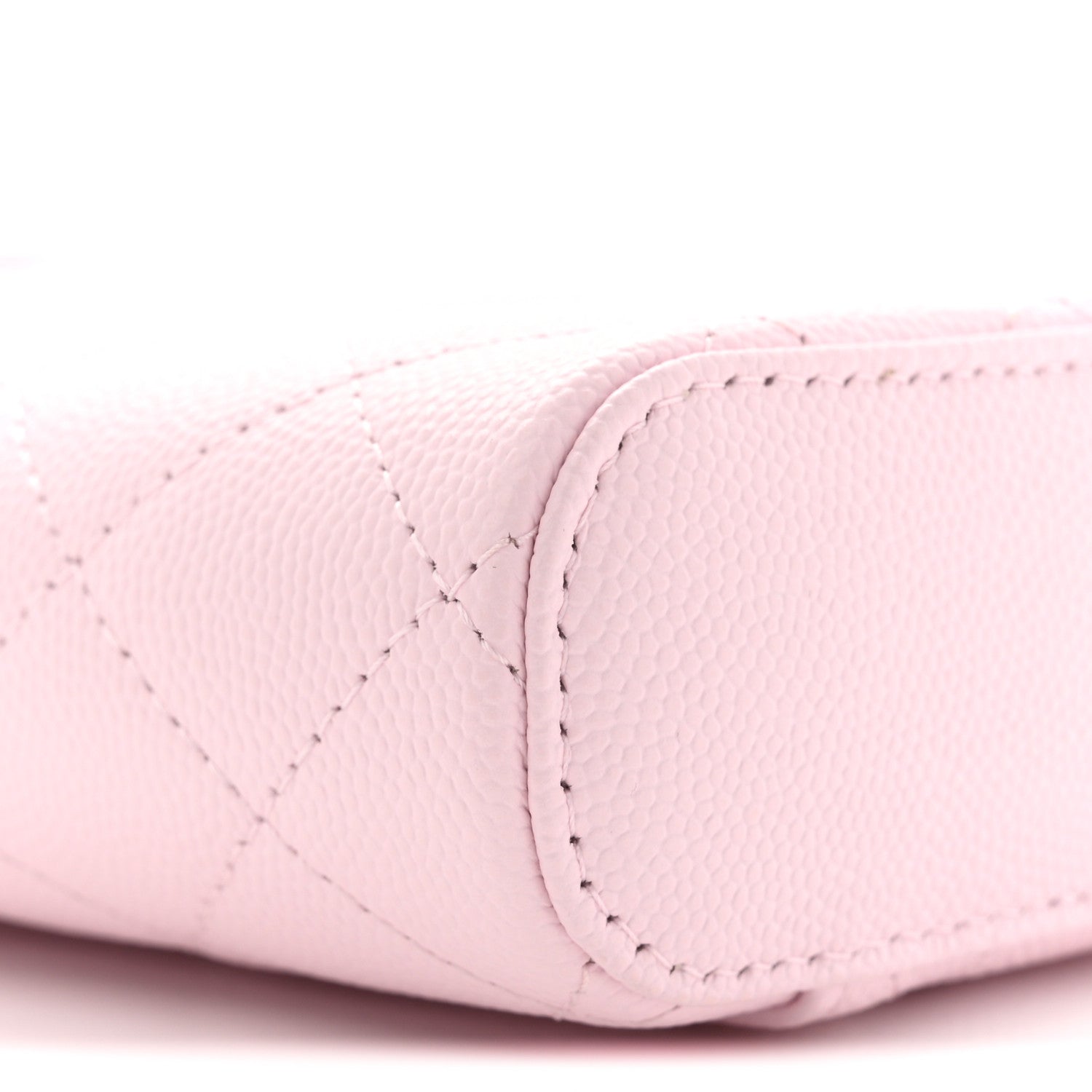 Caviar Quilted Phone Holder With Chain Light Pink