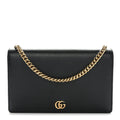 Gucci Calfskin Mini GG Marmont Chain Wallet Black