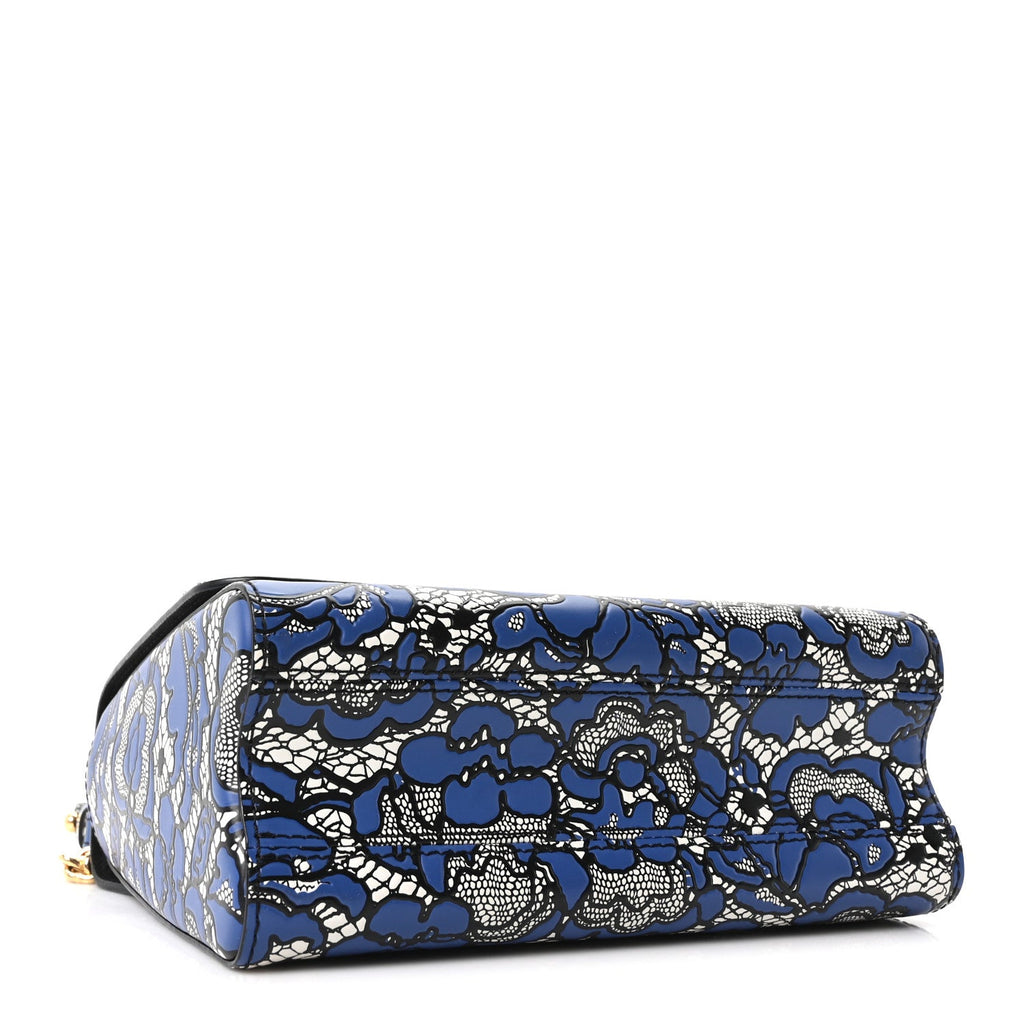 Louis Vuitton Calfskin Lace Flower Inlay Twist Shoulder Bag MM Navy Black